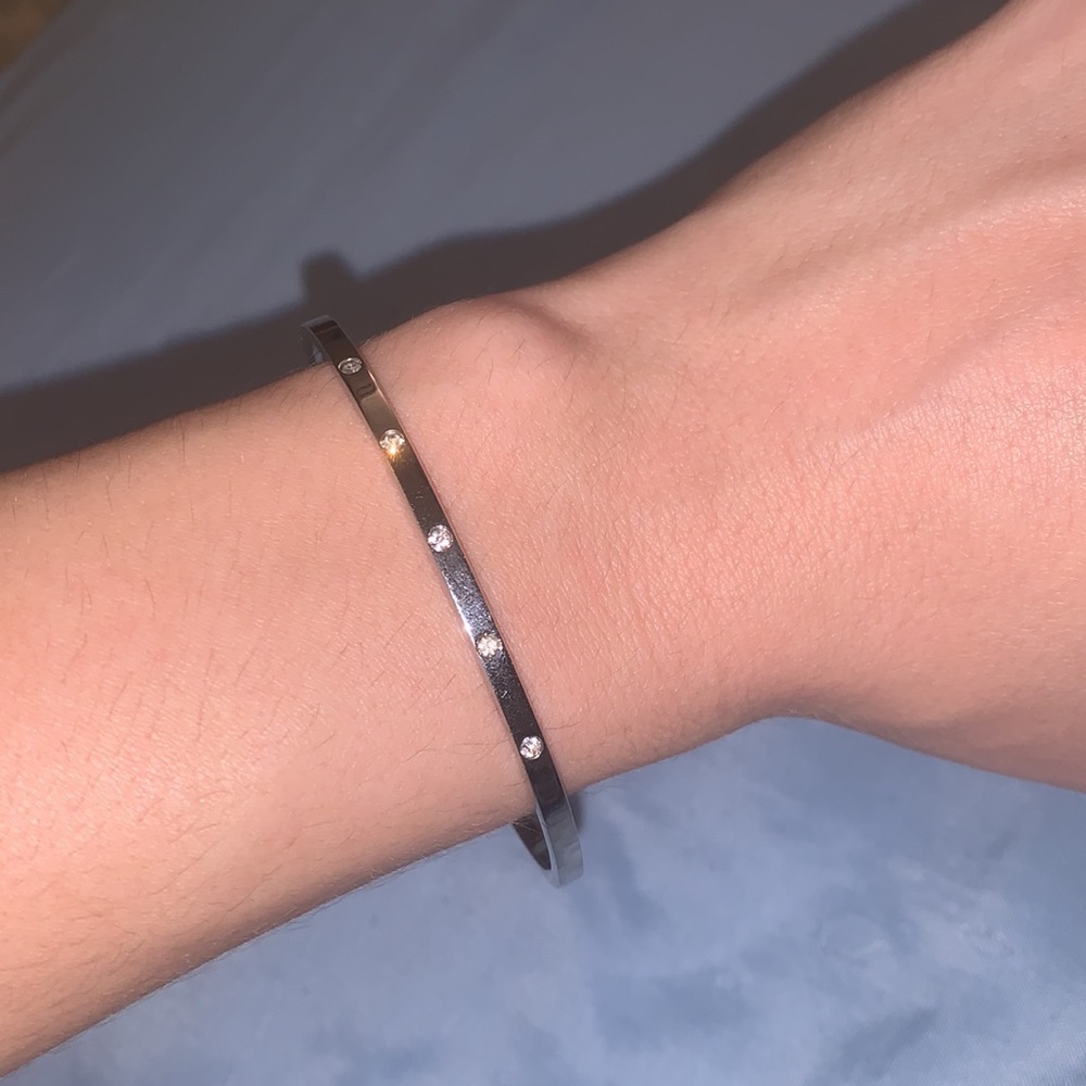 Sterling Silver Plated Pave Michael Kors Bangle Bracelet